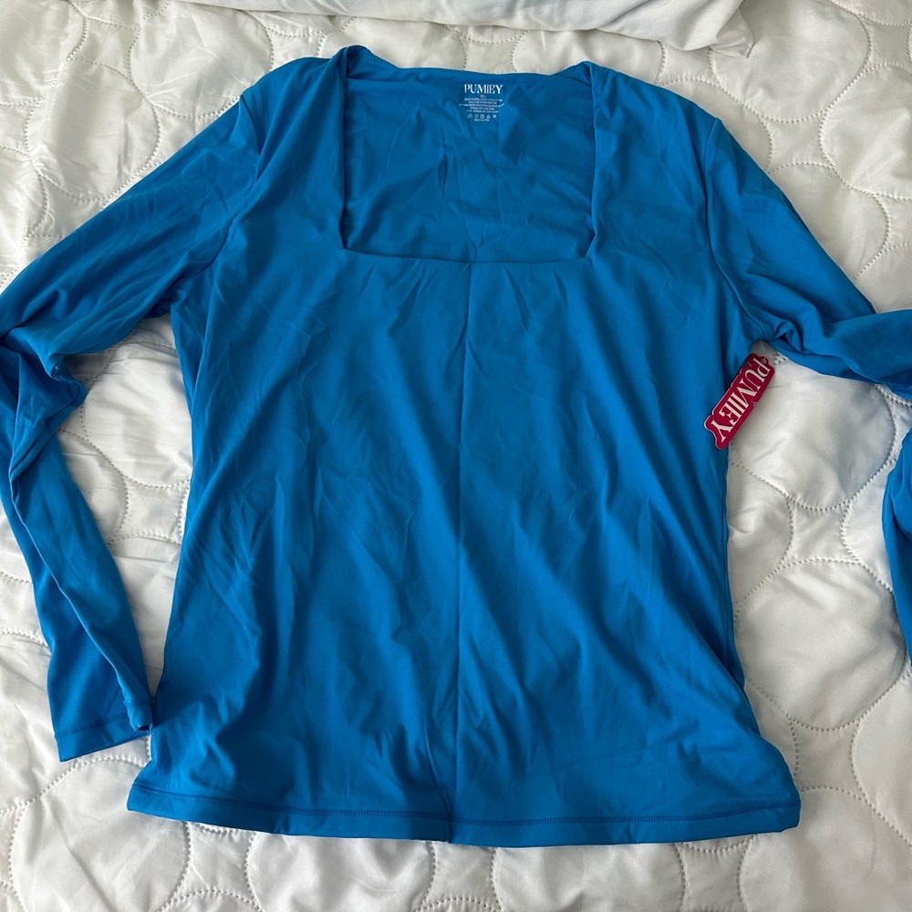 Women's Vibrant Blue Square Neck Blouse
